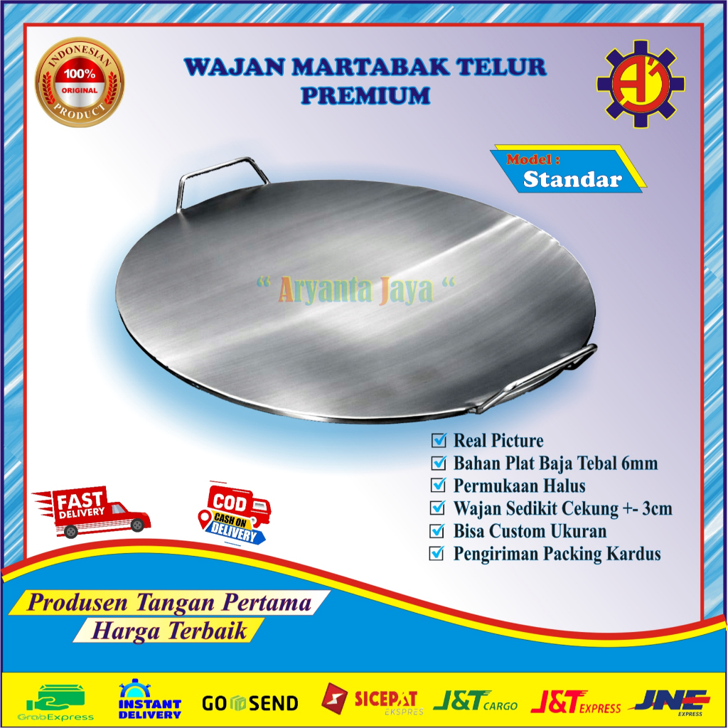 WAJAN MARTABAK TELUR BAHAN PLAT BAJA TEBAL 6MM - MODEL STANDART DAN LIST / PENGGORENGAN MARTABAK TEL