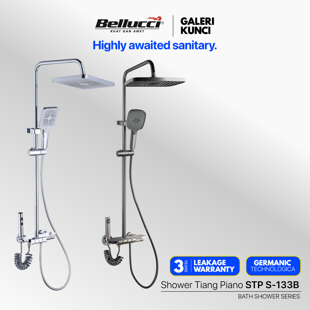 BELLUCCI Shower Tiang Piano 4 Outlet Air dan Mixer Panas Dingin