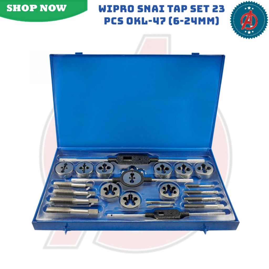 Hand Tap Die 1 SET 23Pcs WIPRO OKL-47 / Alat Snai Snei Senai Tap Ulir Baut Mur 23Pcs OKL47 WIPRO