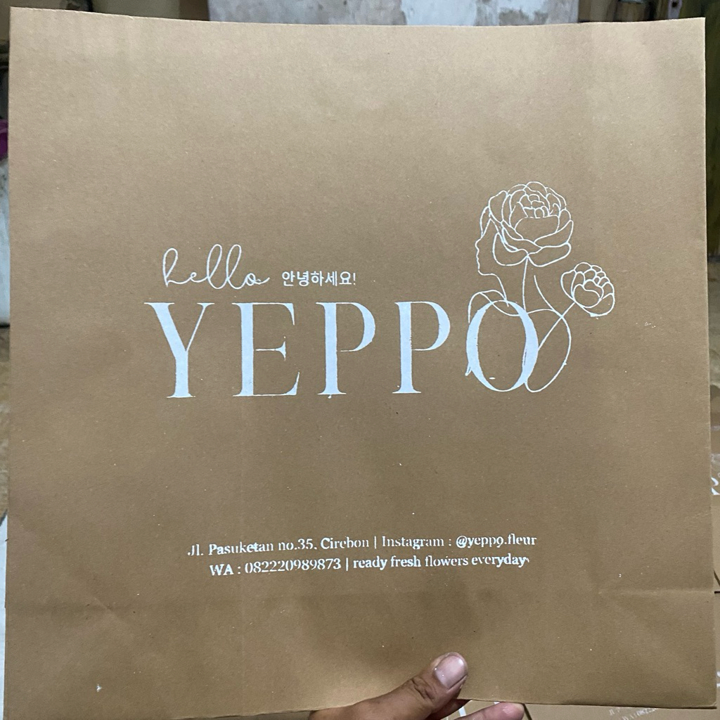 Paper Bag Coklat Custom Nama Satu sisi ukuran 26x10x34 (Paket 12pcs) |Tas Kertas | Tas Kado |Paperba
