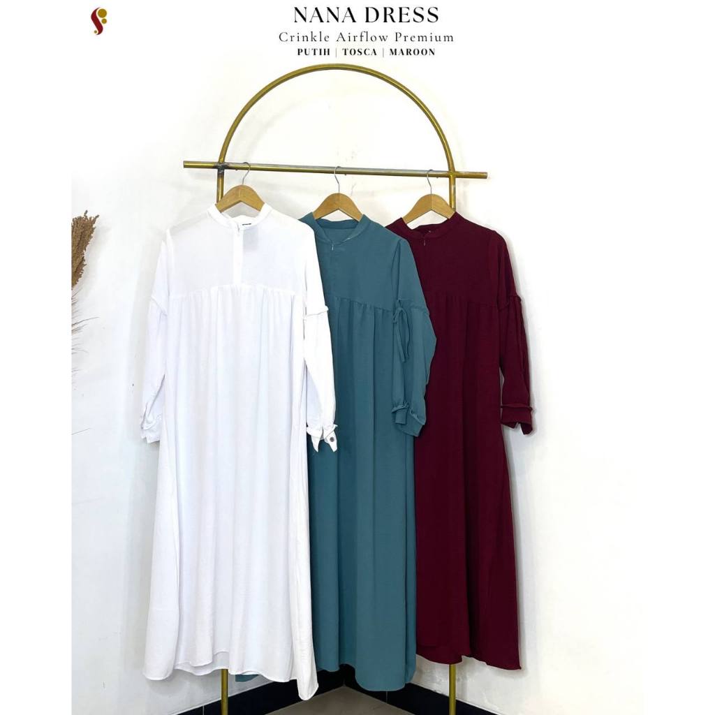 - DRESS- NANA DRESS GAMIS SIMPLE ELEGANT POLOS