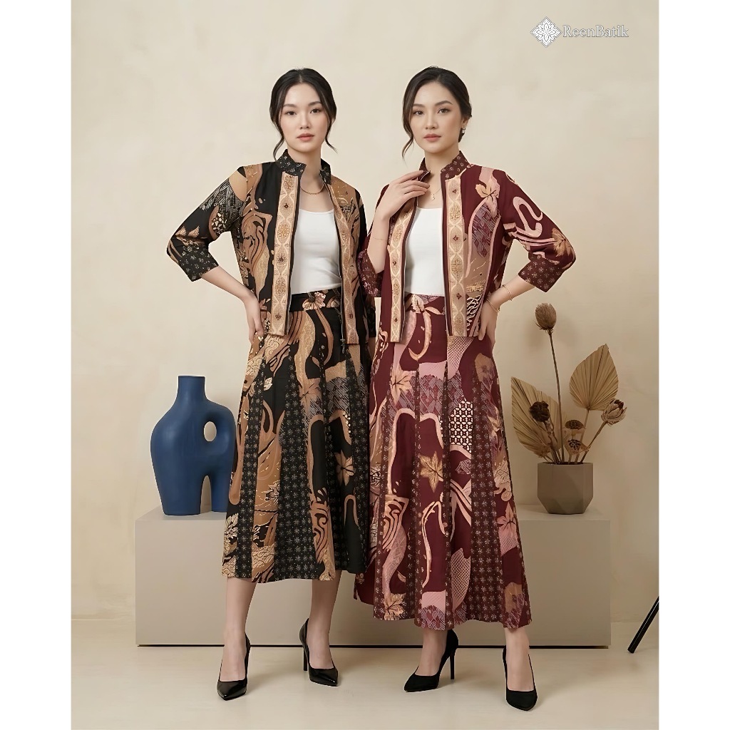 Setelan Rok Batik Wanita / Setelan Batik Kantor / Batik One Set / , Bo Mi Set#