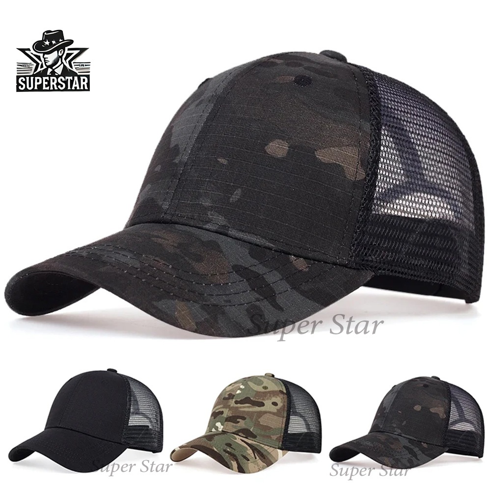 Topi Cap Hat Baseball Riding Cycling Camo Camouflage Jaring Trucker Mesh Hat