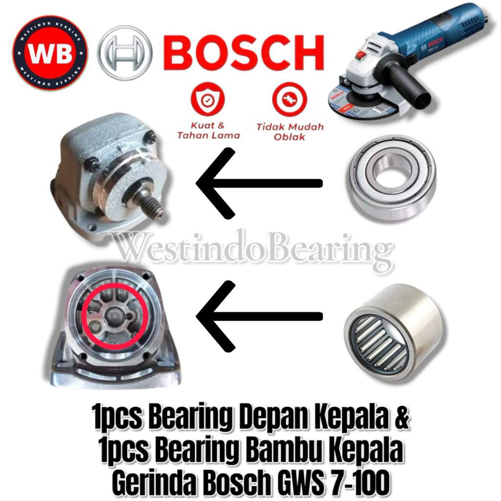 Bearing 2pcs Kepala Gerinda Bosch GWS 7100 Laher Bambu Laker Lahar Klahar Gearbox Depan Belakang Spi