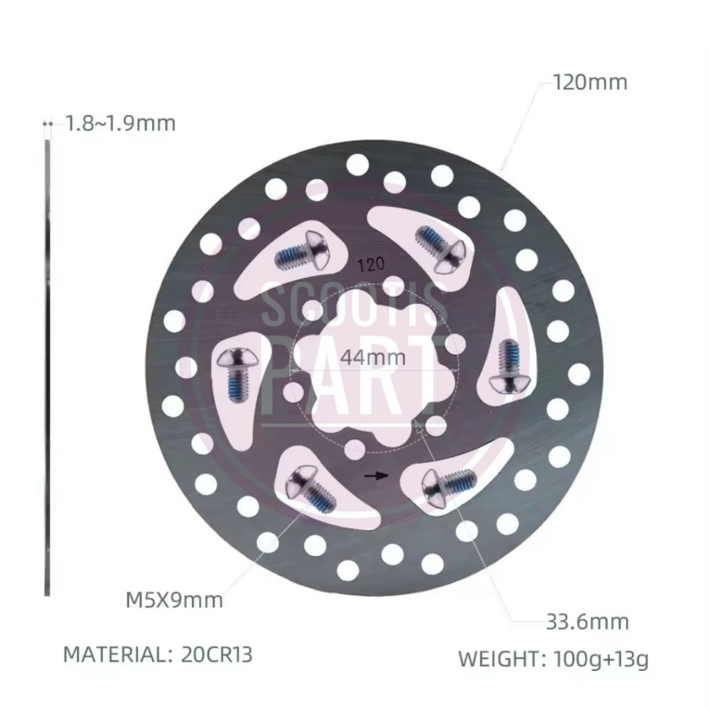 Rotor Disk Brake Piringan Cakram 120mm Baut 6 Sepeda Skuter Universal