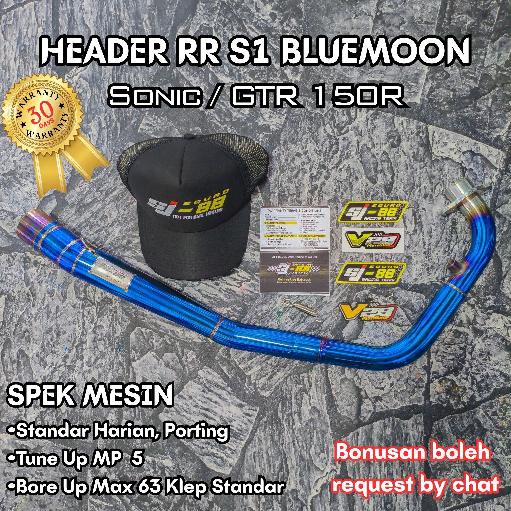 Knalpot SJ88 Racing HEADER Only RR S1 Bluemoon  Honda SONIC GTR 150R WAJIB UNDERBONE Pipa Leheran Ng