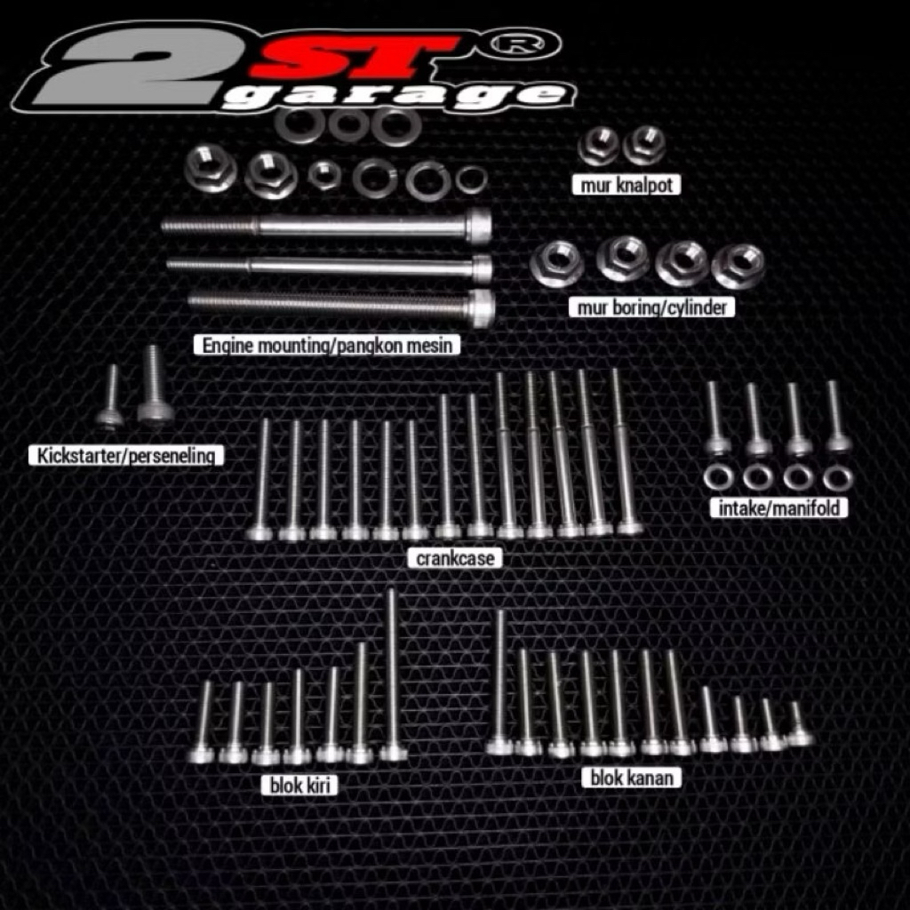 Baut Blok Mesin Yamaha RX-King Stainless Steel 304 / Baud Blok Set  RX King Stainless