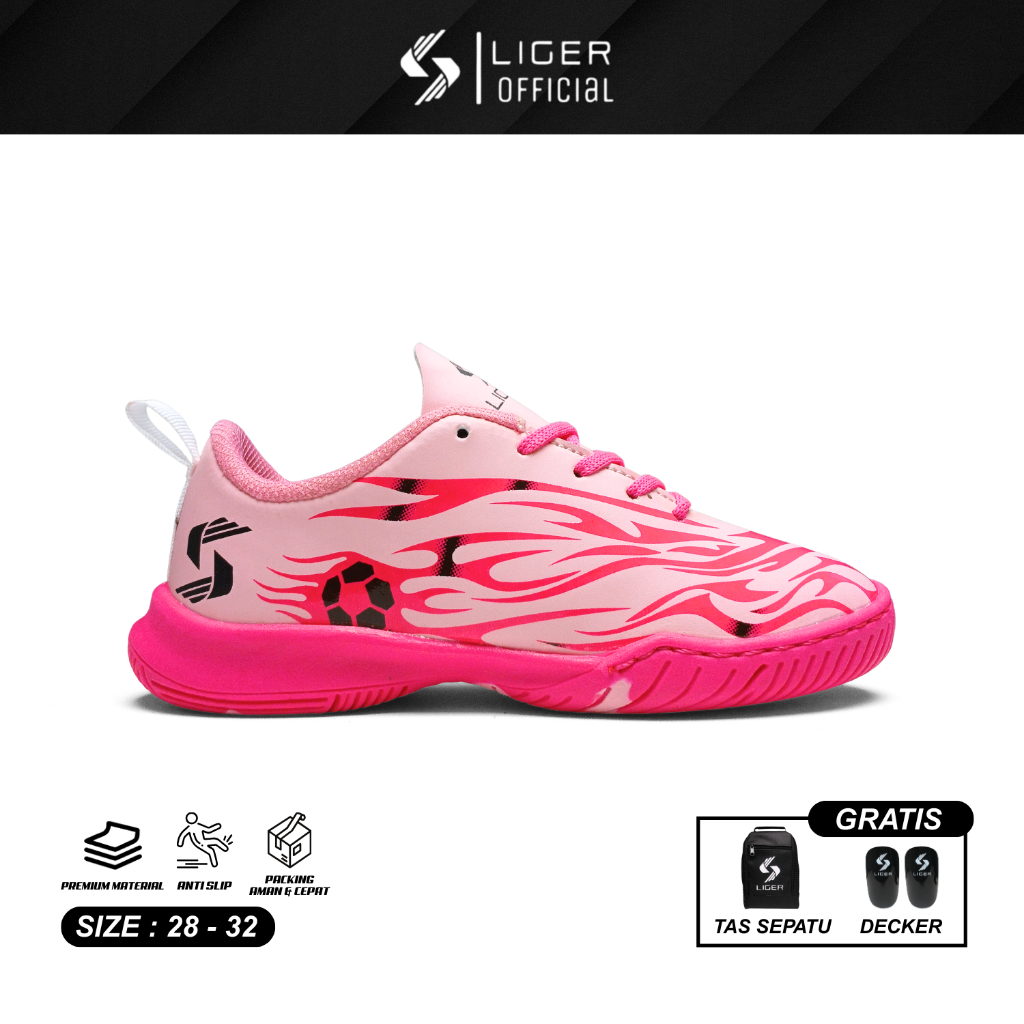 Liger Footwear Pink Fire Futsal Kids Original