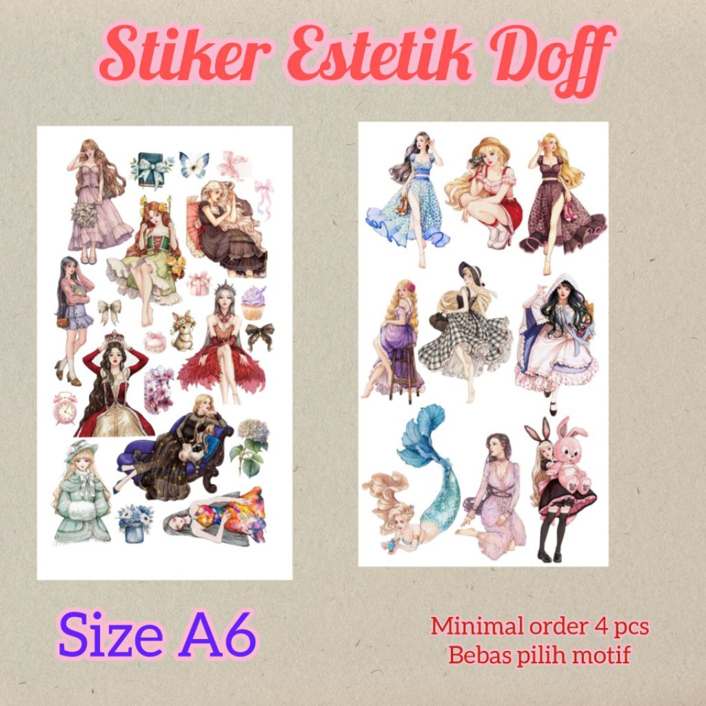 Stiker Jurnal A6 Lucu Ditempel dibuku Harian Jurnal Belum Di Potong Stiker Doff Estetik