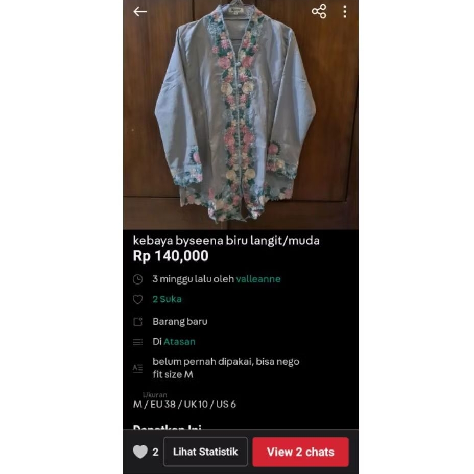 kebaya byseena biru langit/muda