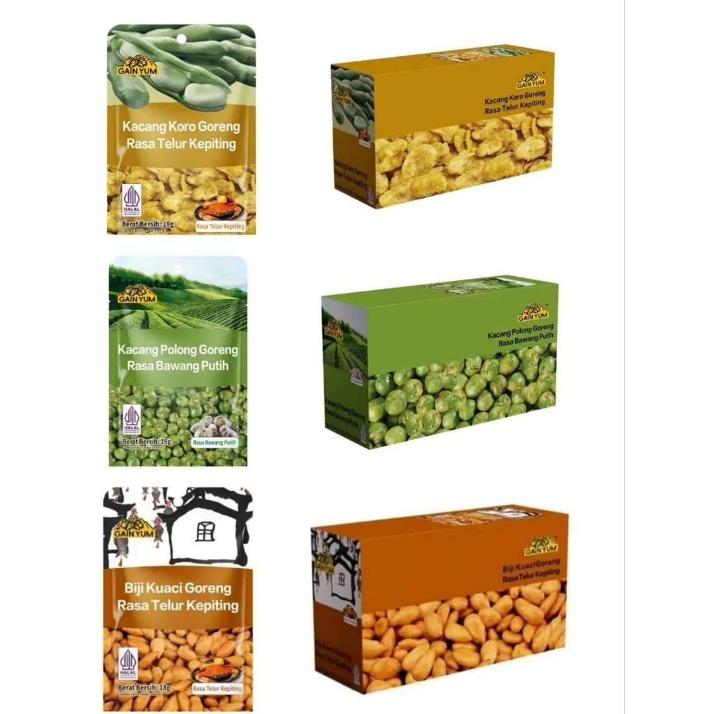 [GAIN YUM1pcs] kuaci kupas rasa telur kepiting, kacang polong dan Kacang Koro Rasa Telur Kepiting - 
