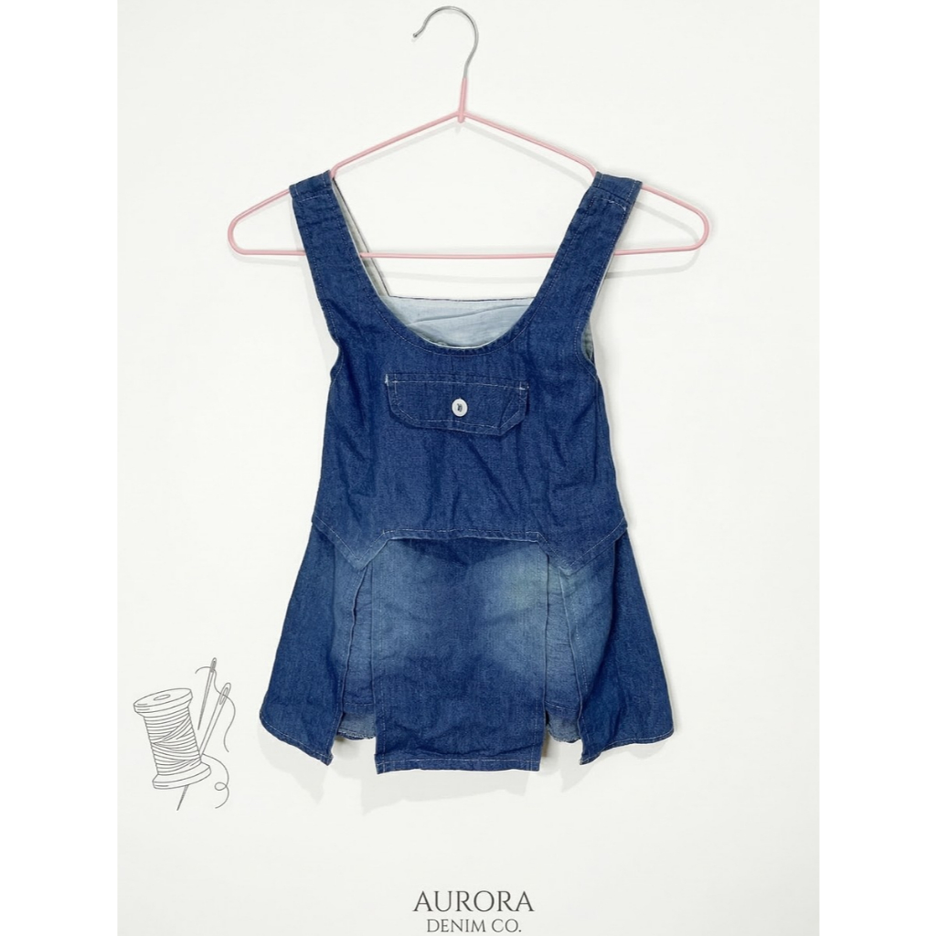 Preloved Overall Dress Anak Soft Denim Premium – Baju Monyet Rok Layer Unik (Usia 3-4 Tahun)