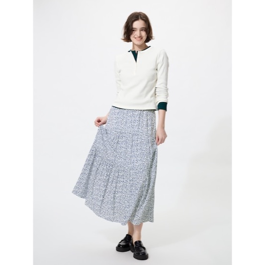 Uniqlo Tiered Maxi Flower Skirt
