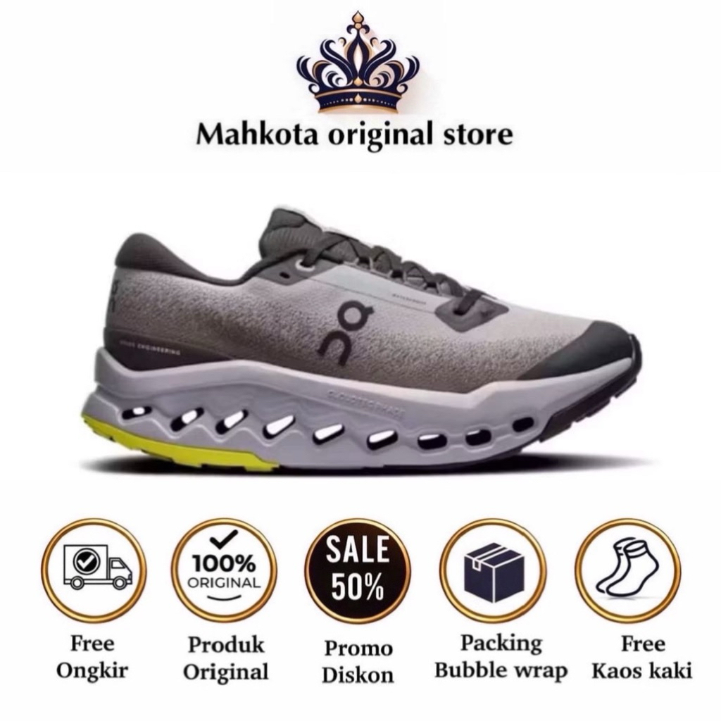 Sepatu Pria Wanita On Running Cl0ud Surfer Trail 2 Black Lilac Shoes