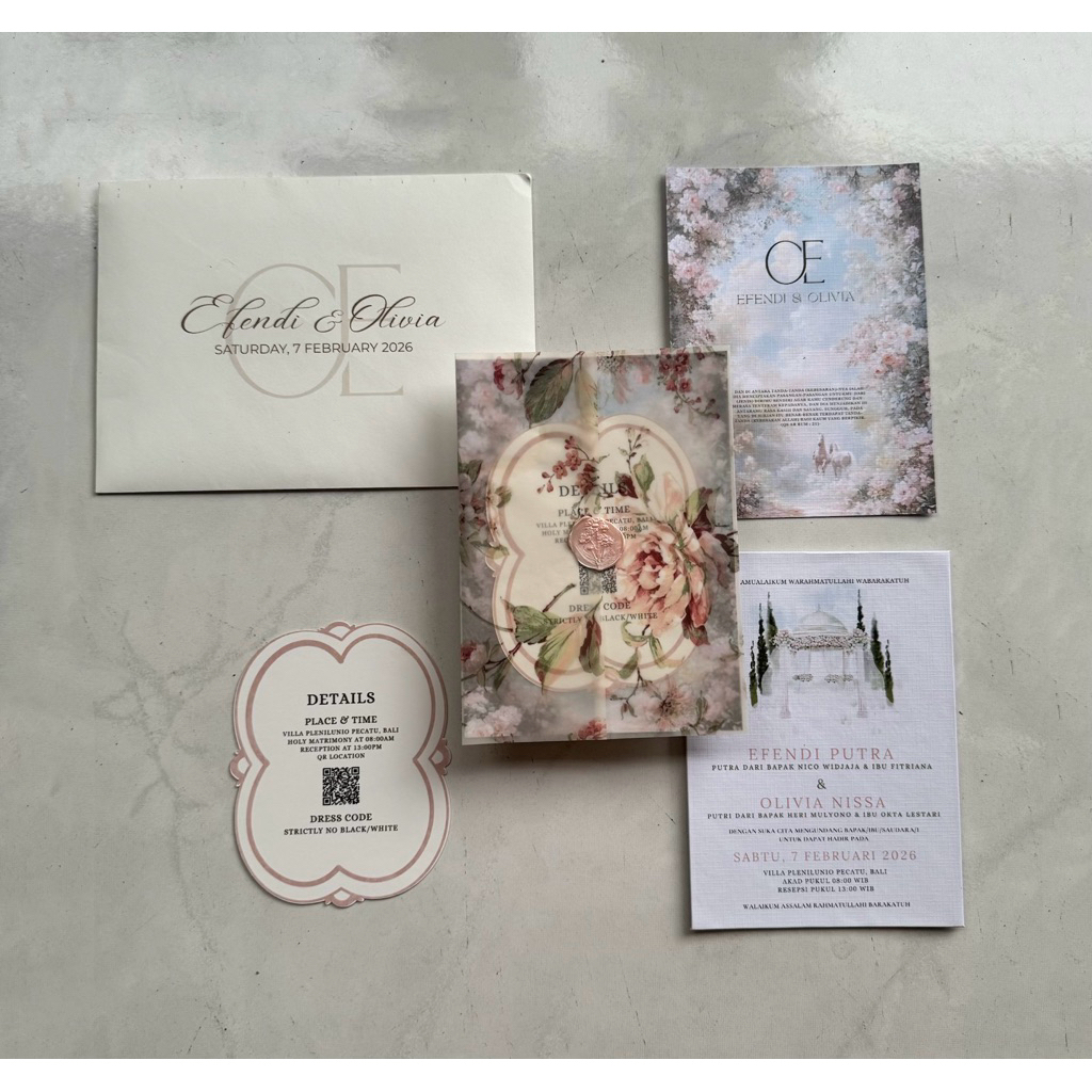 BRUCE SET UNDANGAN HARDCOVER SOFTCOVER DENGAN KALKIR MOTIF & WAX SEAL CUST0M DESIGN