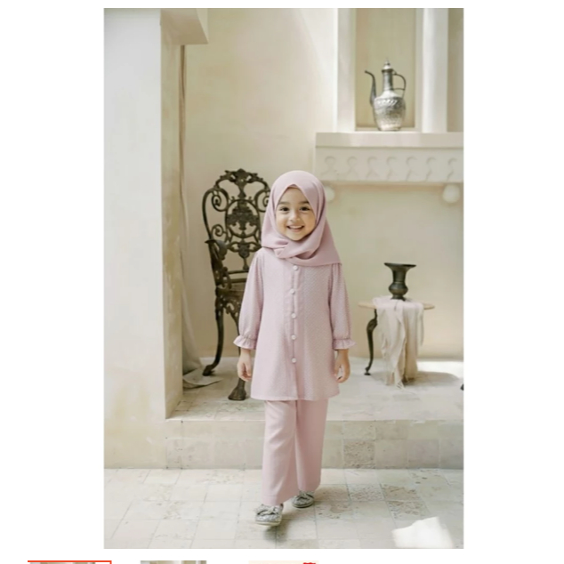Dialogue Baby Apparel - Raya Collection - Setelan Tunik Bayi Tasyi Set Hijab - Baju Muslim Anak Pere