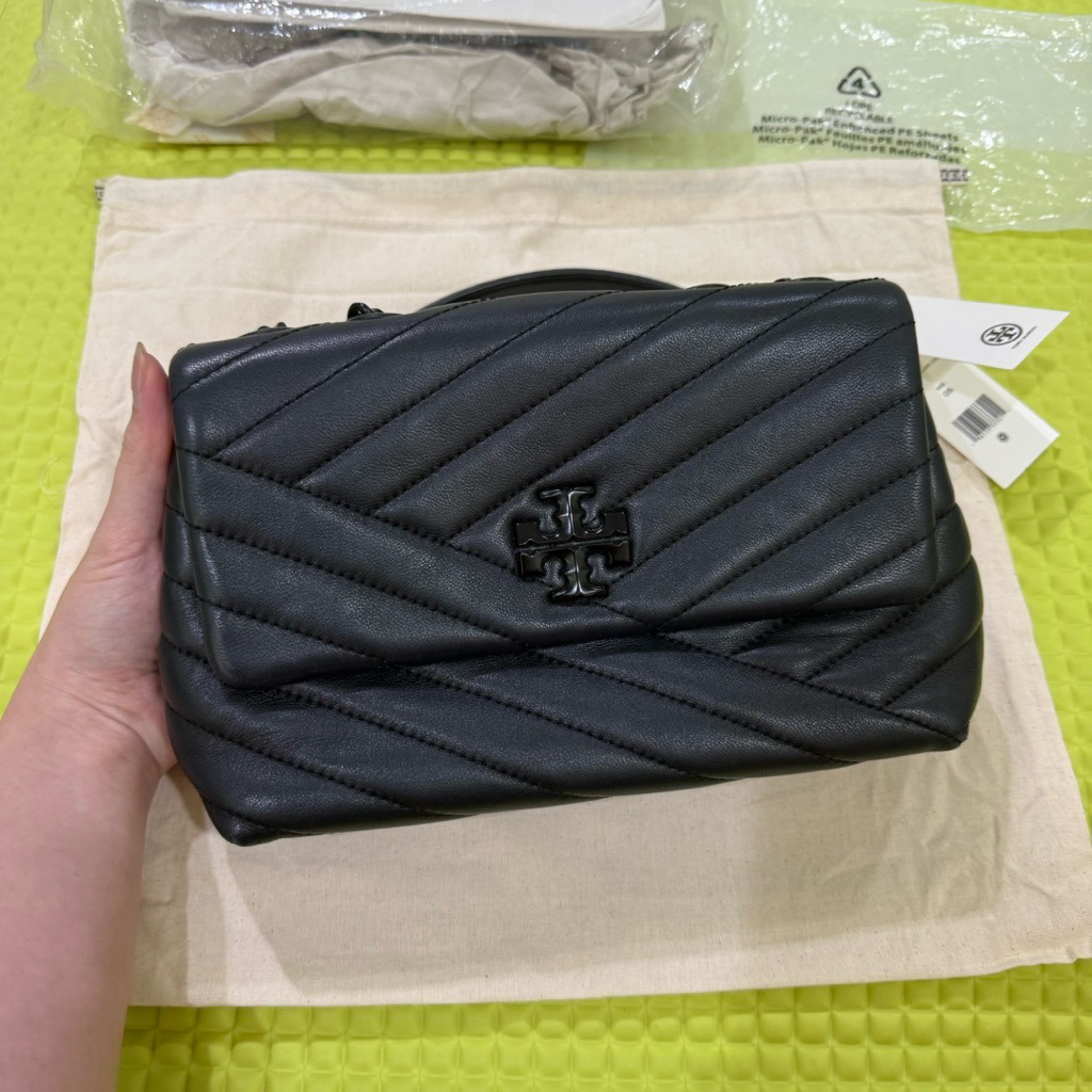 PRELOVED Tory Burch Kira Chevron Small Convertible Shoulder Bag Black