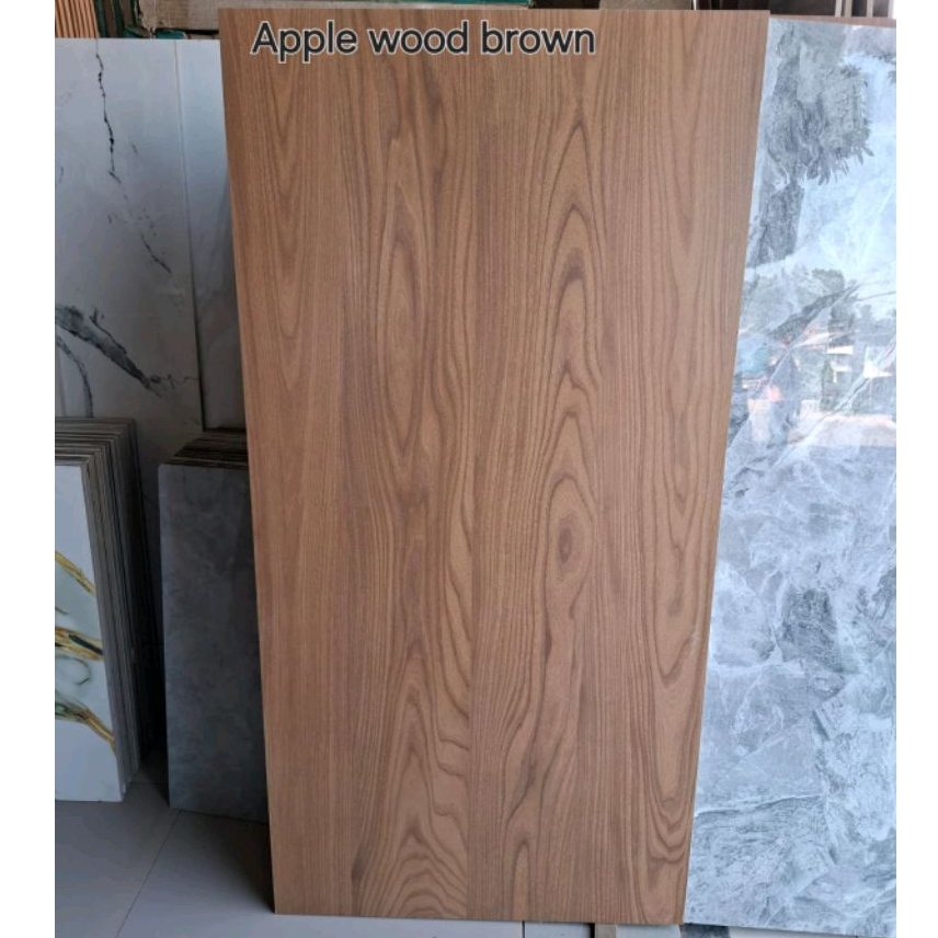 granit lantai ukuran 60x120 Apple Wood brown motif kayu dinding teras kamar