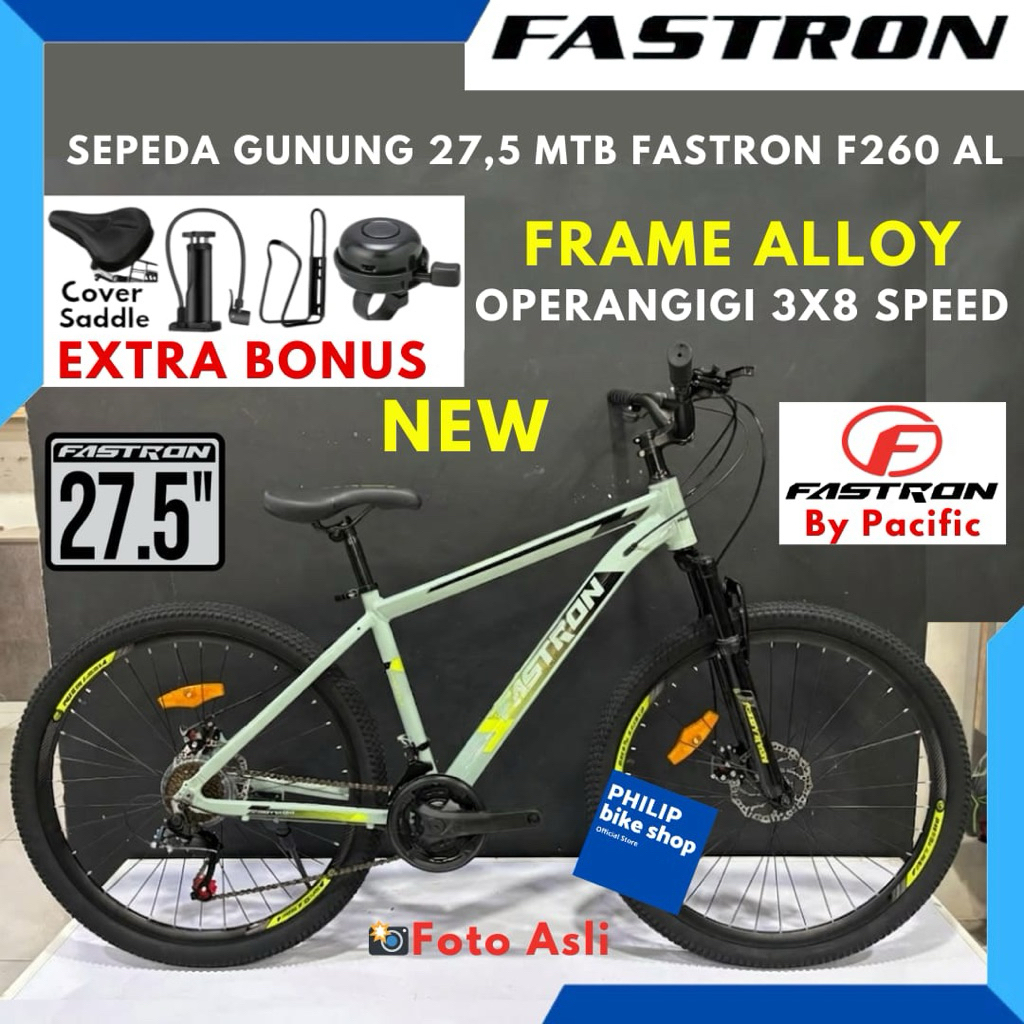 Sepeda Gunung MTB 27,5 Fastron F-260 AL Frame Alloy 3x8 Speed Terbaru