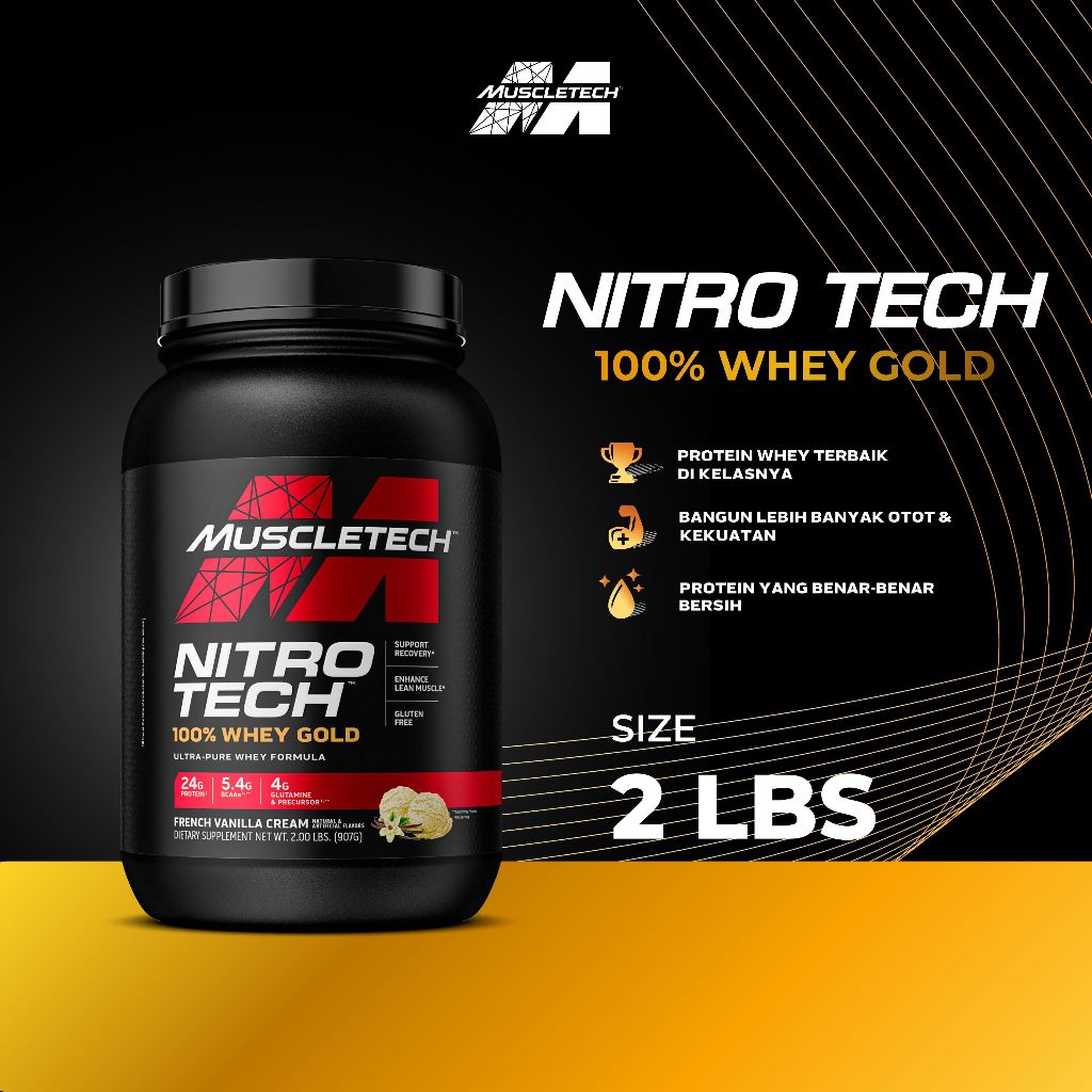 MUSCLETECH NITROTECH WHEY GOLD 2 Lbs / 1 Kg - MUSCLE GAINER NITRO TECH SUSU FITNESS OLAHRAGA PENAMBA