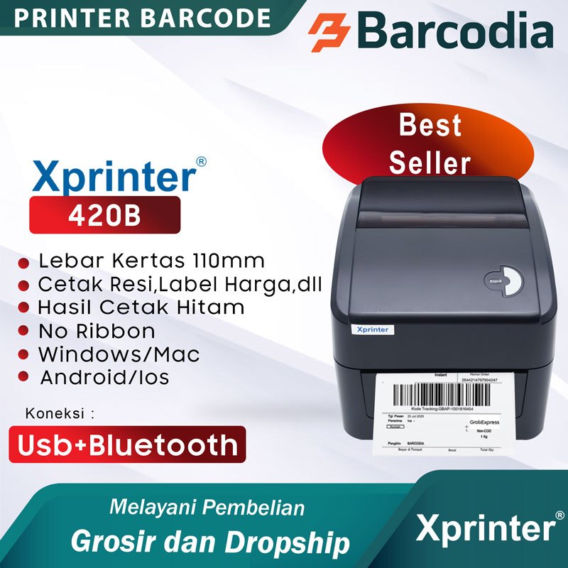 BARCODIA Printer Barcode Bluetooth Xprinter XP 420BT Black
