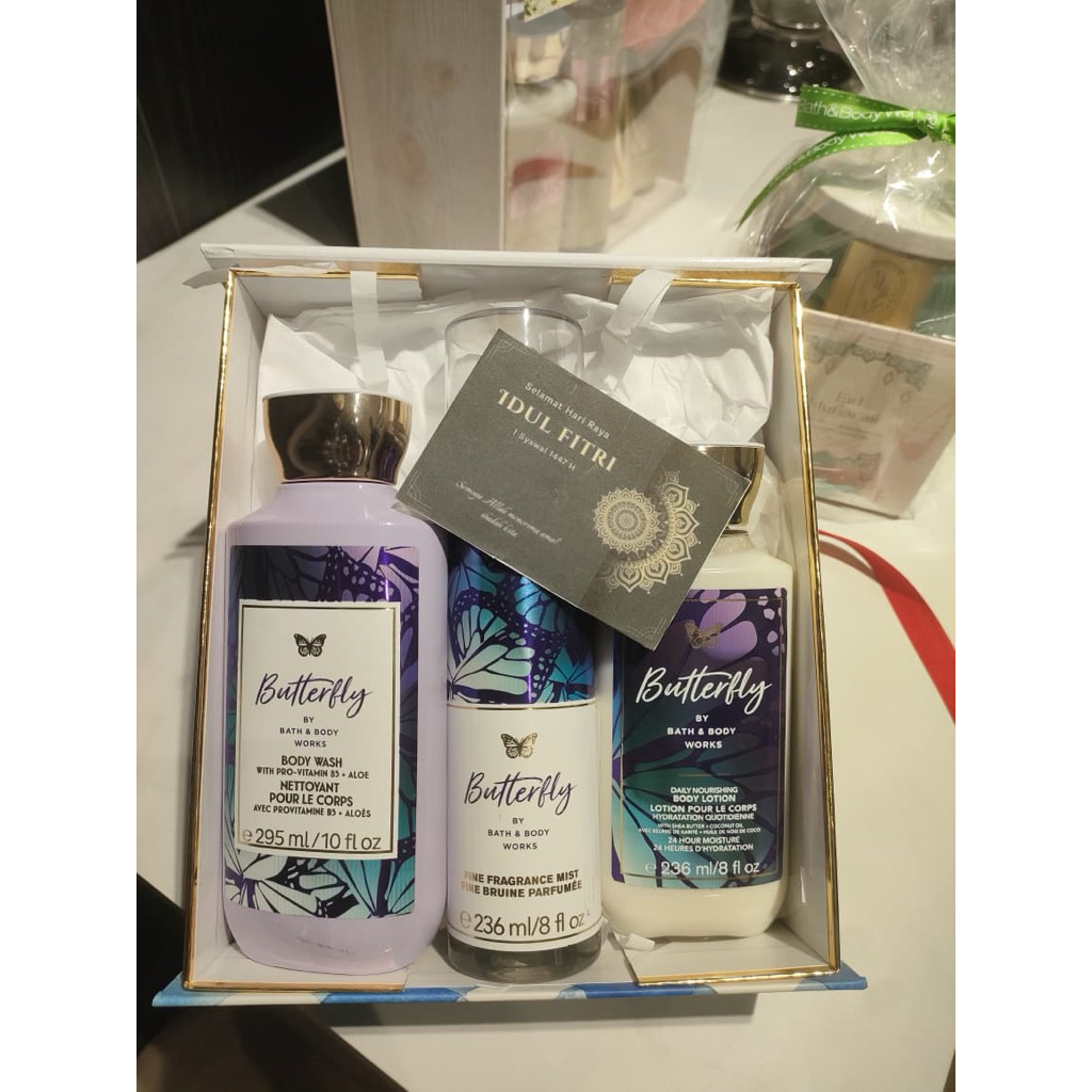Paket Hadiah/Seserahan/Hampers Bath & Body Works Set 3 Buttefly