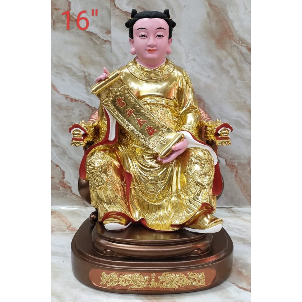 patung dewa bintang / thai sui - thai sue - fiber - emas - 16inch