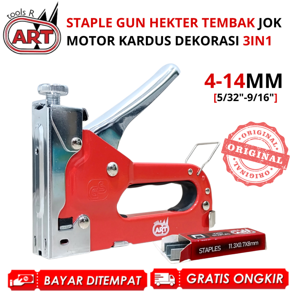Stapler Tembak Gun Tacker Alat Staples Paku 3in1 (4-14mm)Kulit Jok Motor Perekat Kayu Sofa + ISI ART
