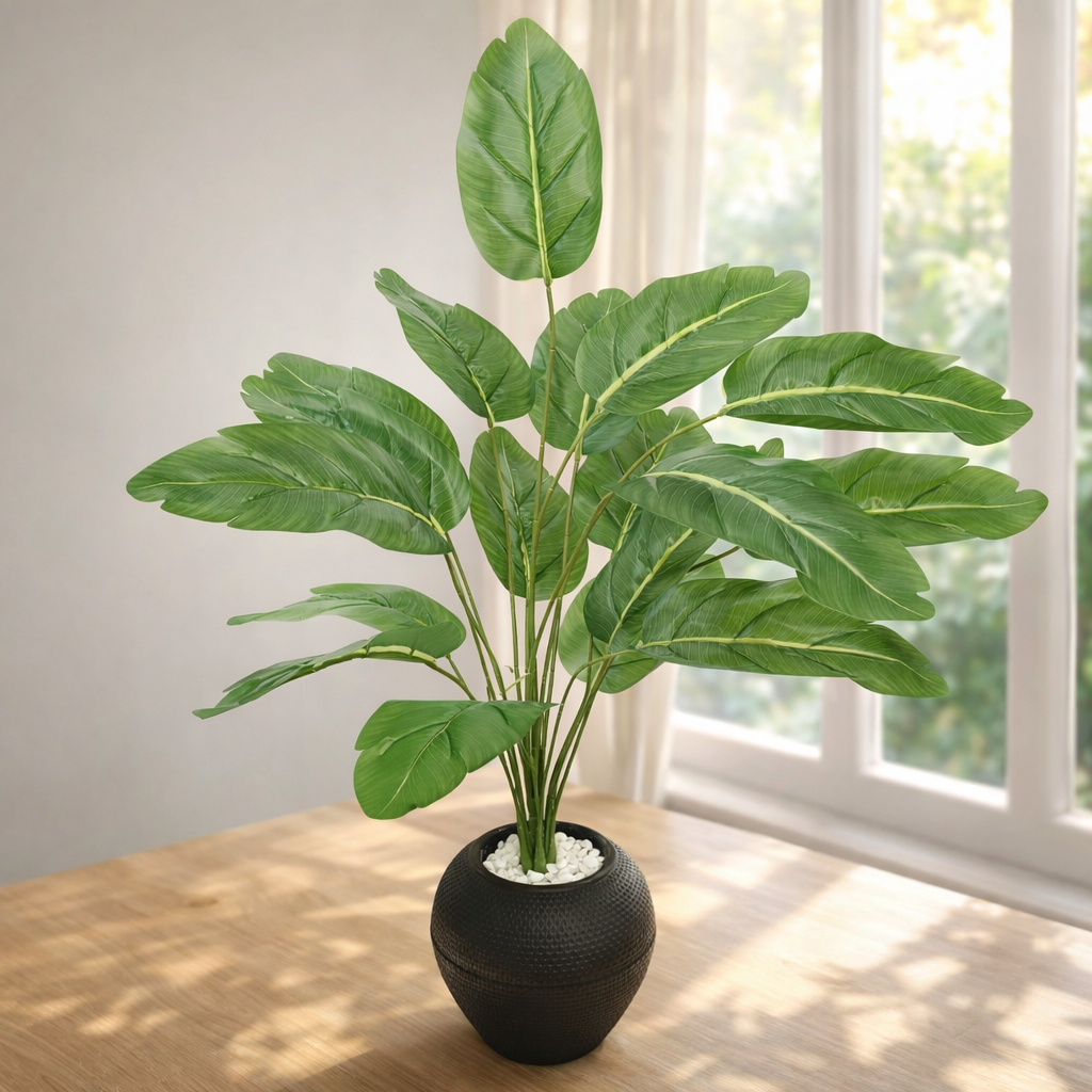 1 Set Tanaman Hias Artificial Monstera Pot Hitam Tanaman Plastik Besar Dekorasi Rumah Ruang Tamu Min