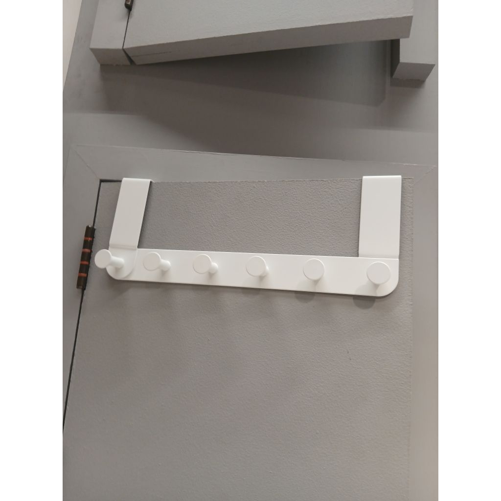 Gantungan Pintu Pengait Besi Serbaguna 6 Pengait Premium - Putih