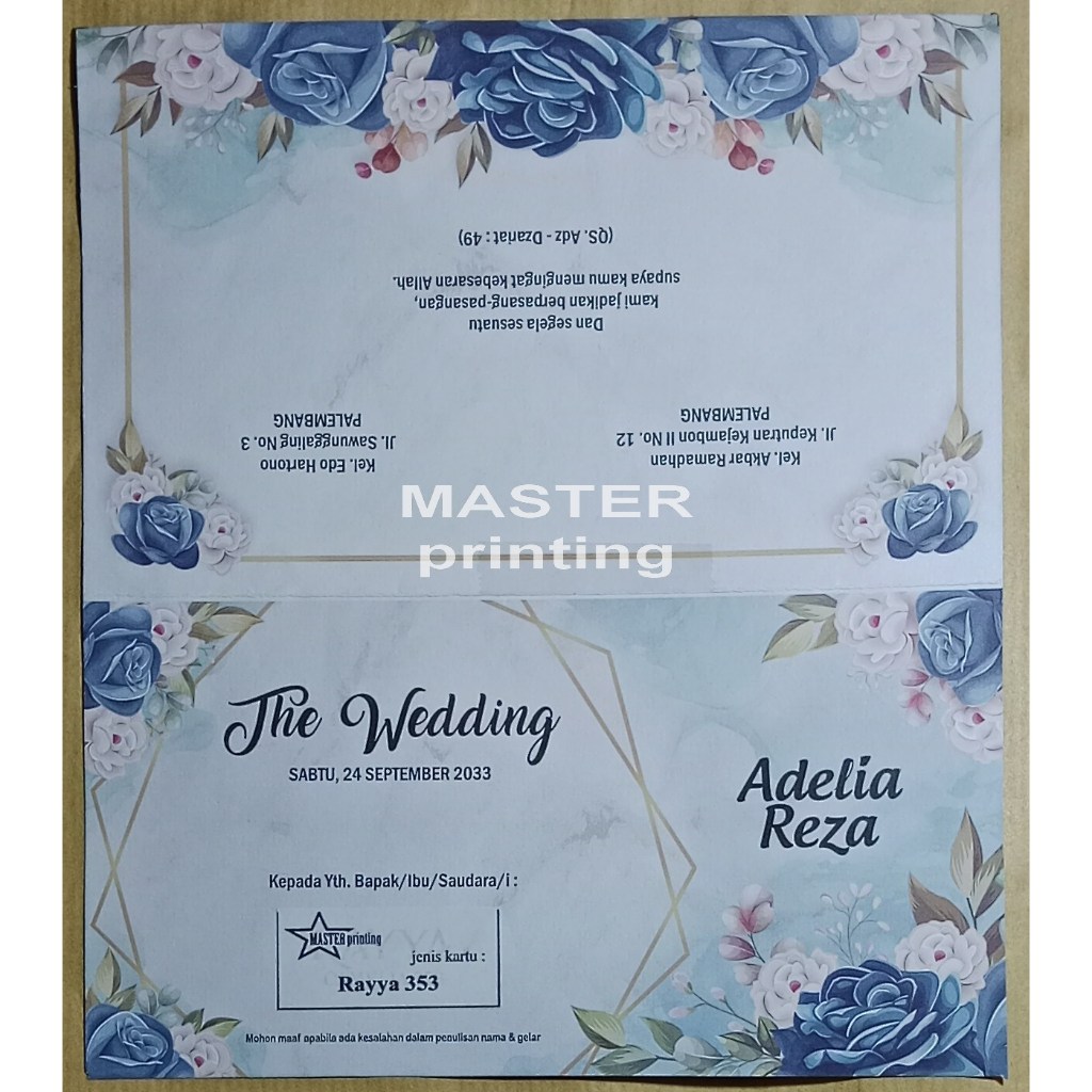 Rayya 353 Spesialis cetak undangan Pernikahan & Khitan murah 1000 an
