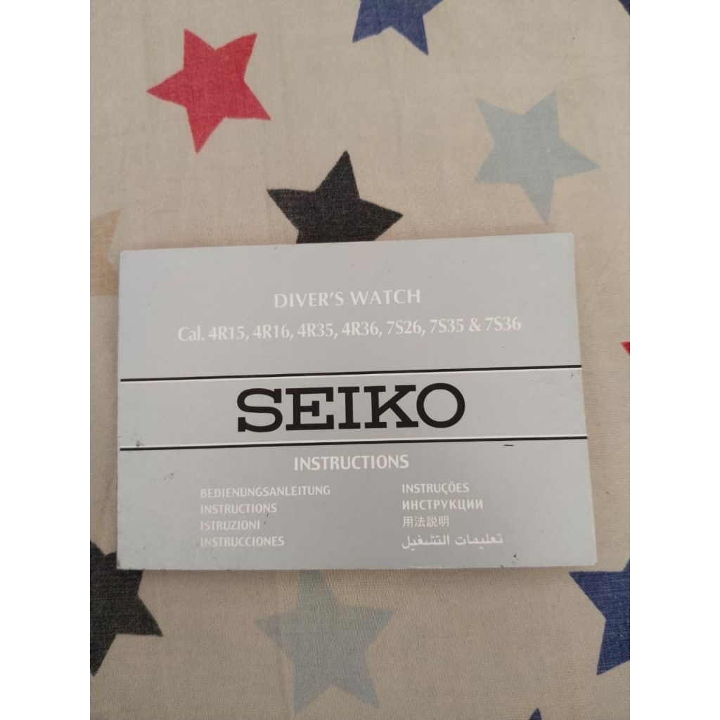 Buku Manual Book Seiko Cal.7S26 7S35/36 4R15 4R35/35 All Seiko 5 / Sports Samurai Turtle Presage Skx