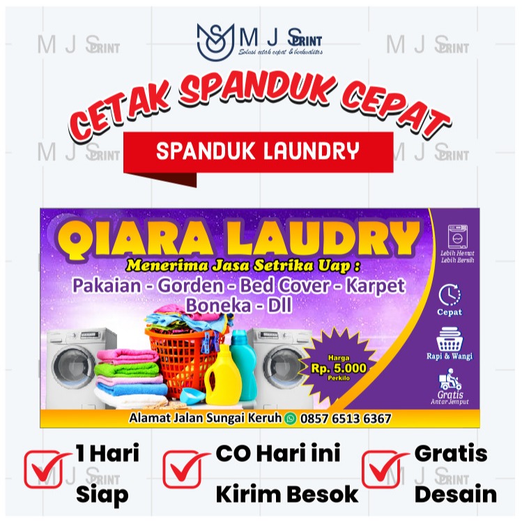 Spanduk Cepat Spanduk Laundry Kiloan – Banner Usaha Laundry Cuci Setrika Desain Menarik