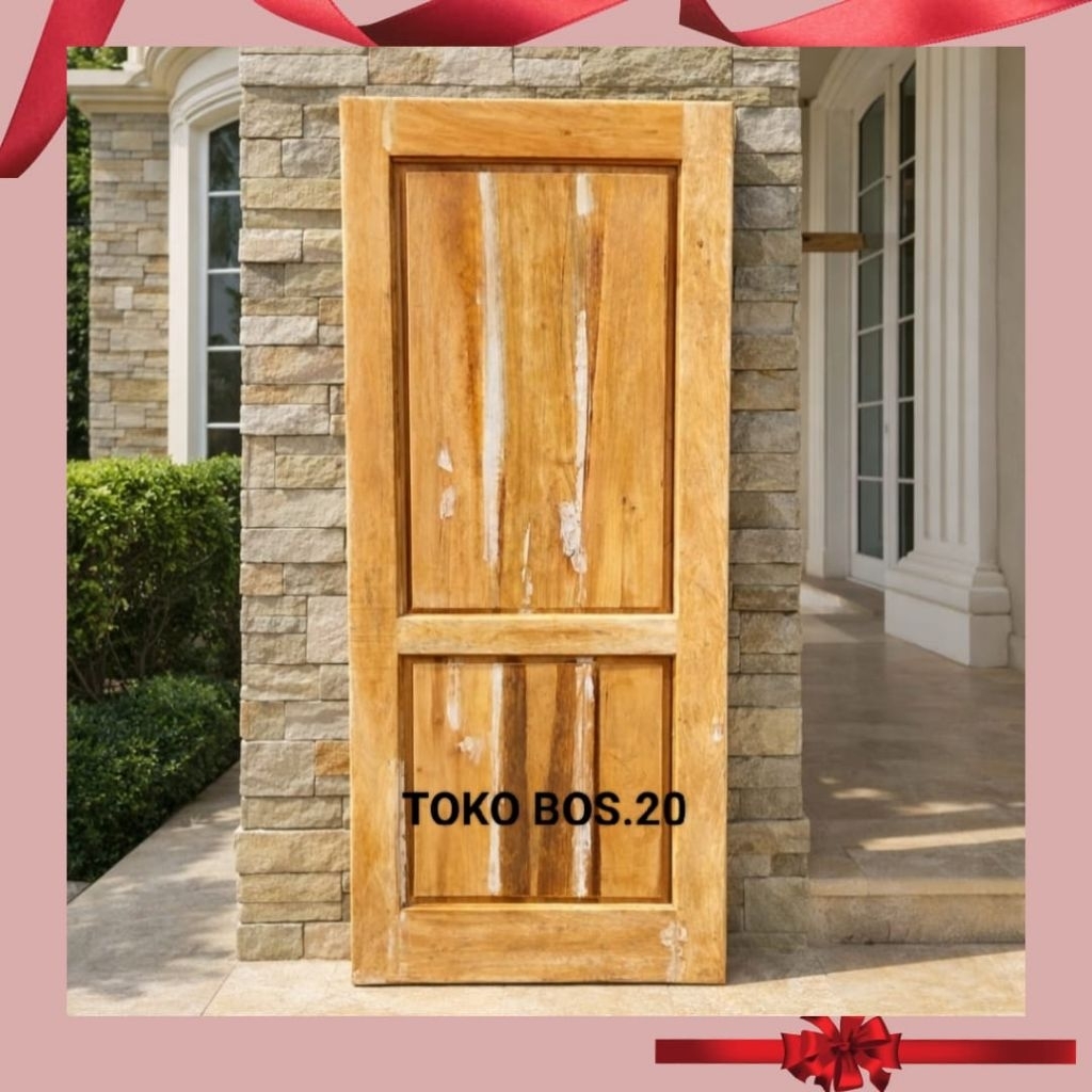 Redy Stok Daun Pintu Rumah Motif Polos Pintu Minimalis Kayu Mahoni Perhutani
