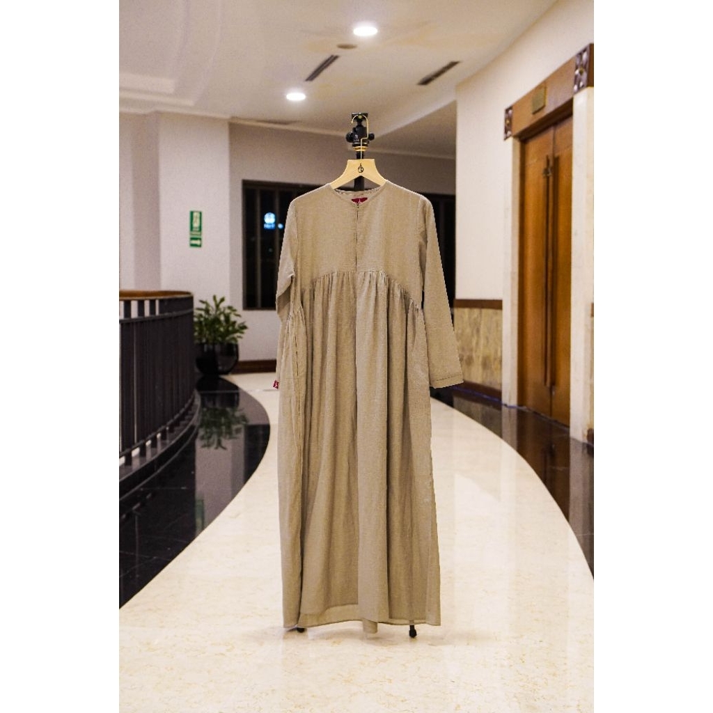 LINEN DEWASA | DRESS MUSLIMAH | TEKSTUR GARIS KHAS LINEN