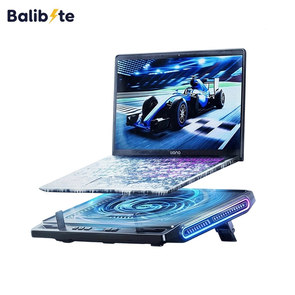 Balibyte Llano V10 Pro Laptop Cooling Pad RGB Laptop Cooler Stand with Powerful 4.72 Inch External T