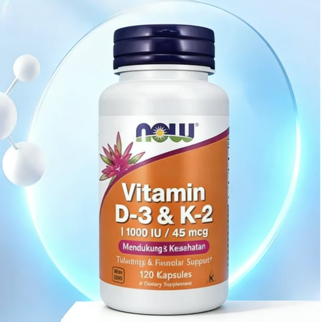 [100% Asil] Now Foods Vitamin D3 & K2 1000 IU Now D3 K2 120 Capsules