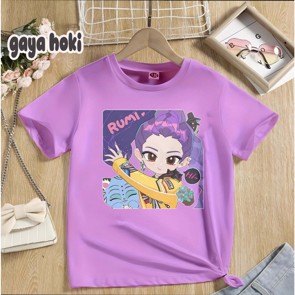 Baju Kaos Anak Gambar Rumi Kpop Demon Hunter Bahan Premium Cotton