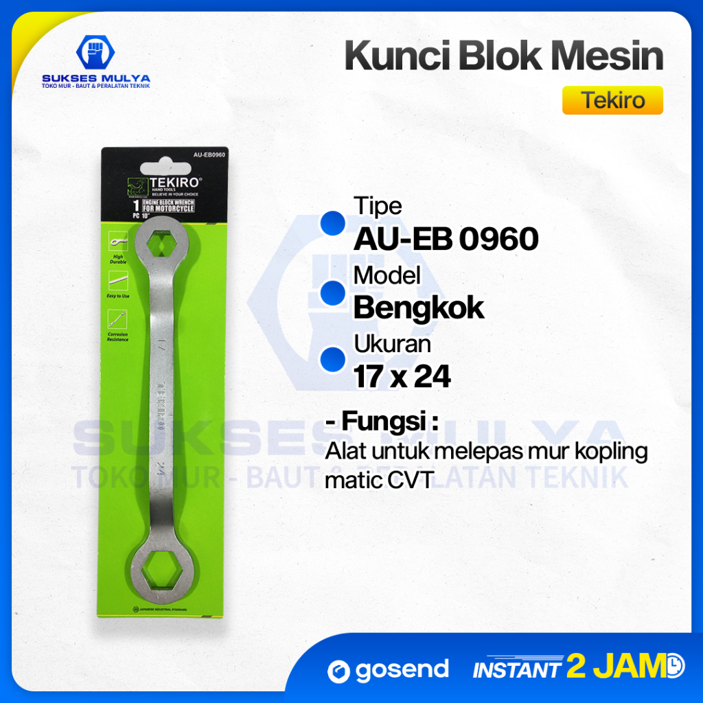 TEKIRO Kunci Blok Mesin 17x24 Bengkok Kunci Buka Tutup Klep