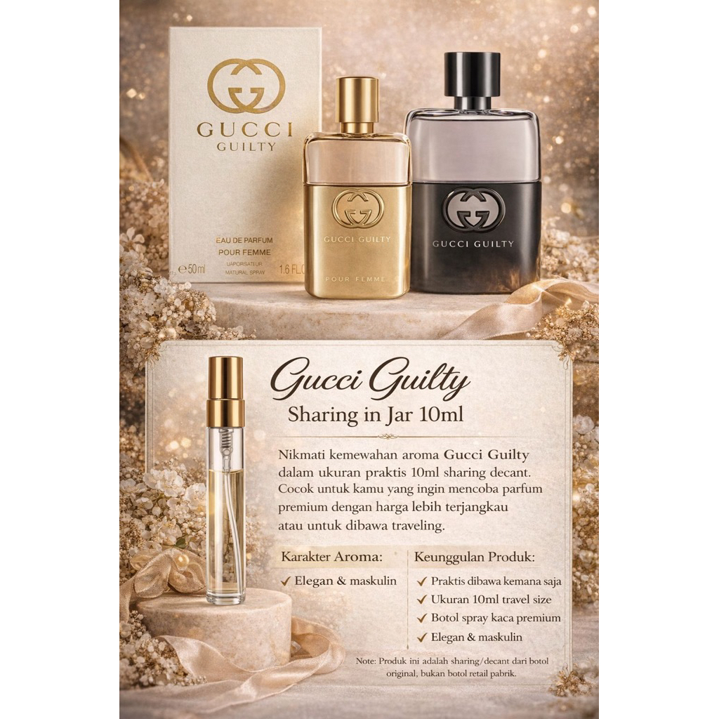 PARFUM/GUCCI GUILTY/TRAVEL SIZE 10ml/PARFUM GUCCI ORIGINAL 100%