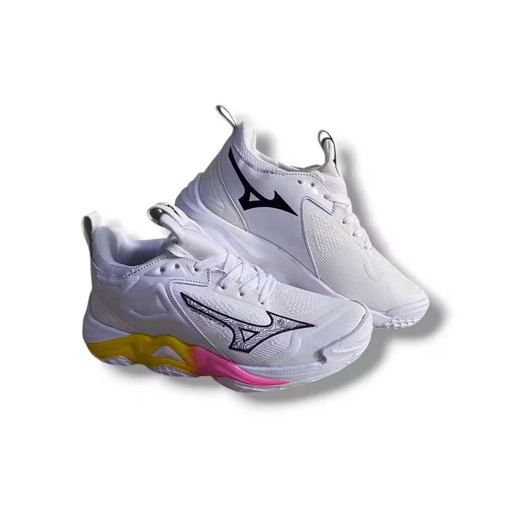 sepatu voli mizuno momentum 3 putih kuning ping