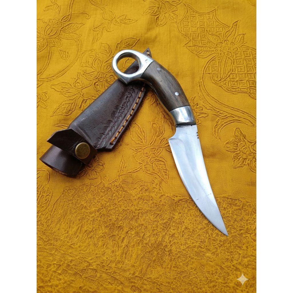 Pisau Sisit & Outdoor Survival – Baja HSS Full Tang + Sarung Kulit Asli