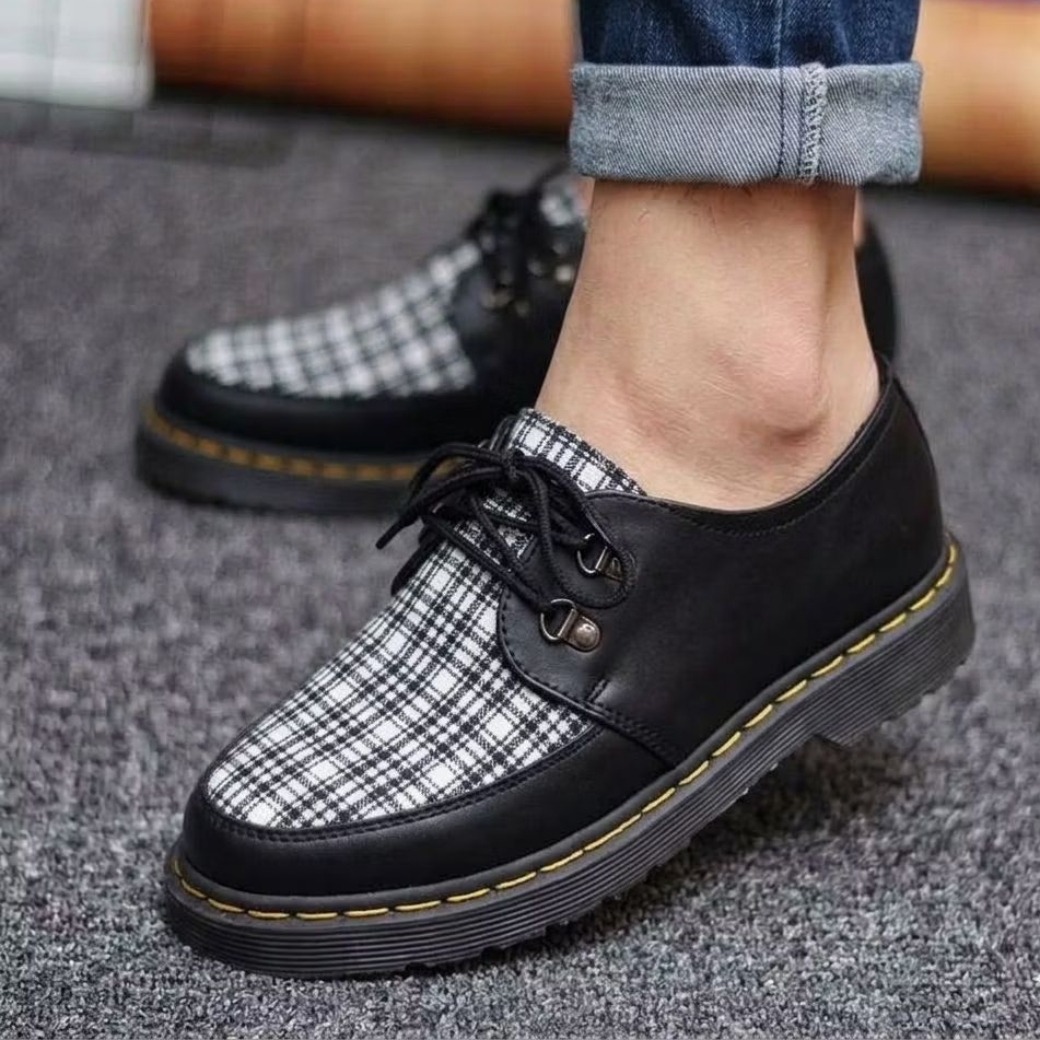 Sepatu Docmart Skena Pria Oxford Kerja Kantor Motif Tartan