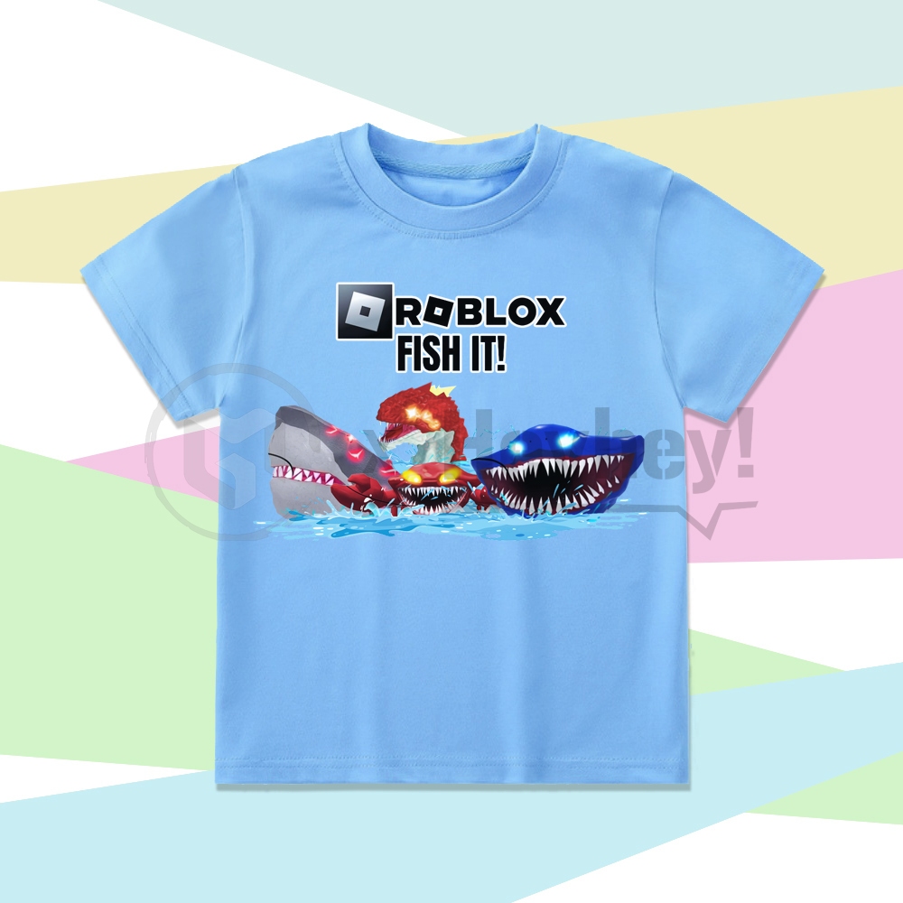 Baju Atasan Kaos Anak Game Roblox Fish It Megalodon El Gran Maja Gratis Cetak Nama