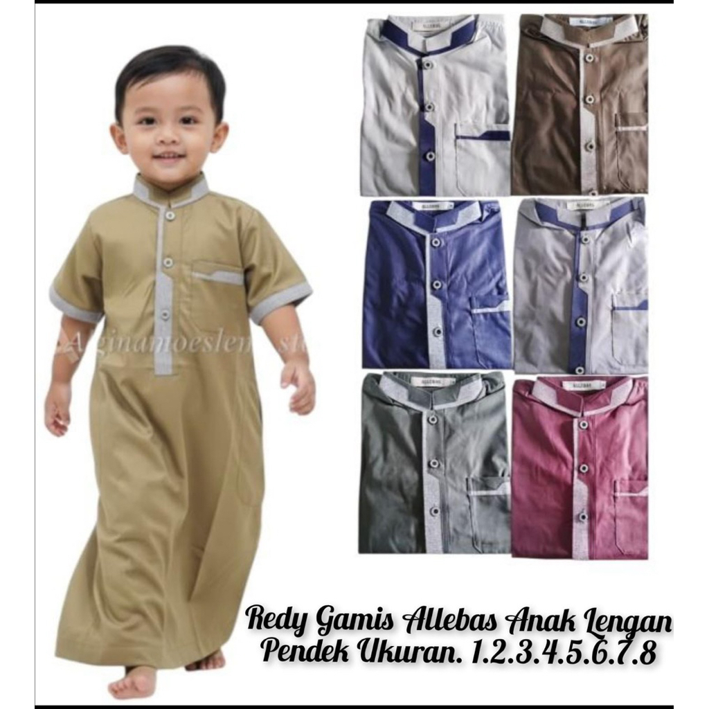 allebas jubah balita tangan pendek umur 1-5 tahun bahan katun