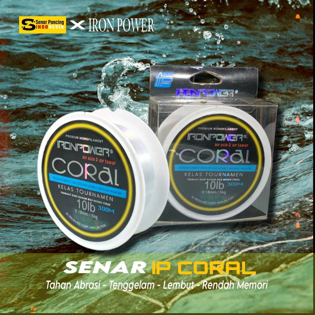 Senar Pancing Iron Power Coral Nylon 300M - Senar Pancing Monofilament Seuper Kuat, Super Lentur