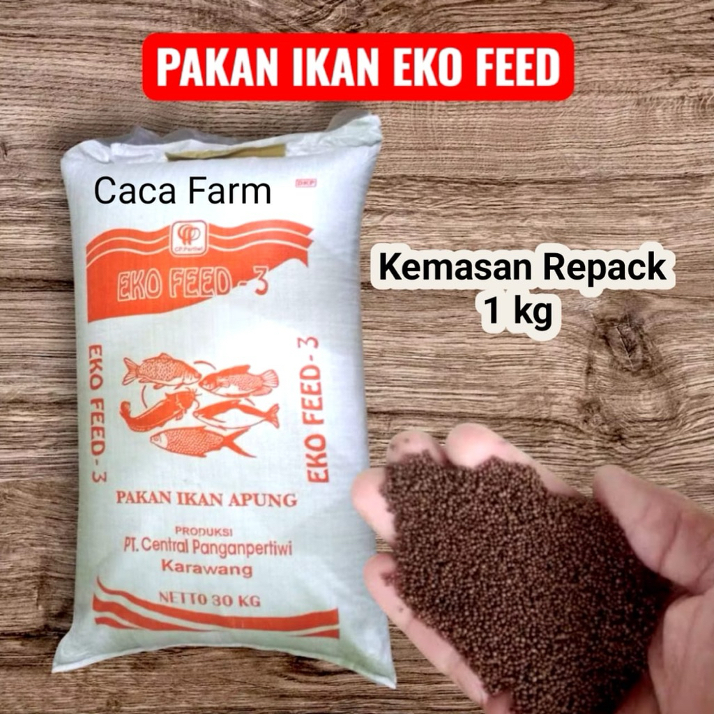 Pelet Eko Feed -3 Pakan Apung, Pur Ikan Lele & Nila Repack 1 KG
