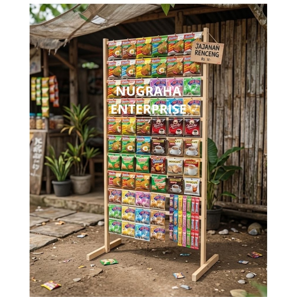 Rak Warung Rencengan/Rak Jajanan Warung/Rak Minuman Sachet/Rak Rencengan Jajanan Rak Gantungan Kopi 