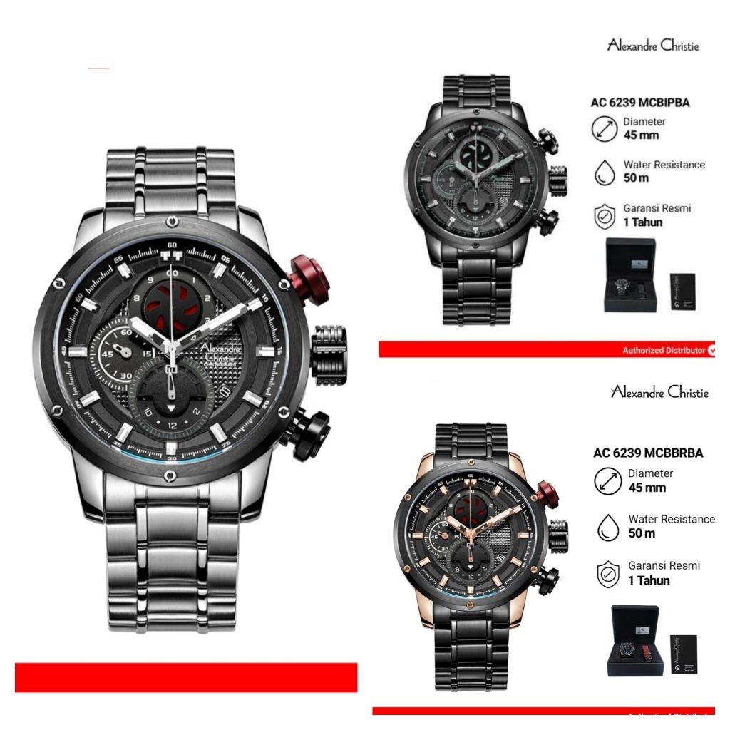 Alexandre Christie pria AC 6239 MC / AC6239 Original paket bonus tali strap