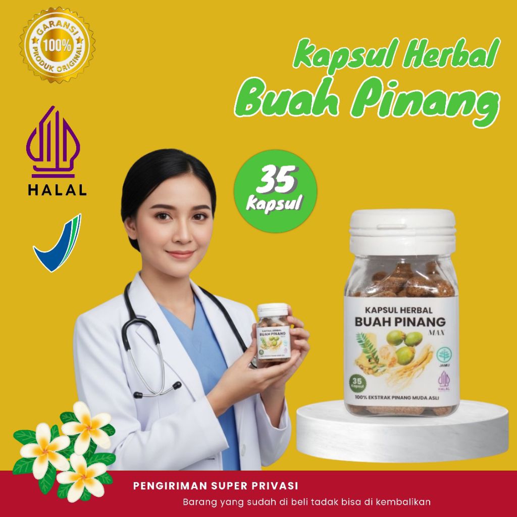 Kapsul buah pinang muda Herbal MAX isi 35 kapsul Original